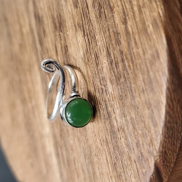 R745 emerald‎ twist ring sterling silver 925